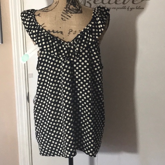 NWT Black and cream polkadot tank style blouse - Picture 2 of 2